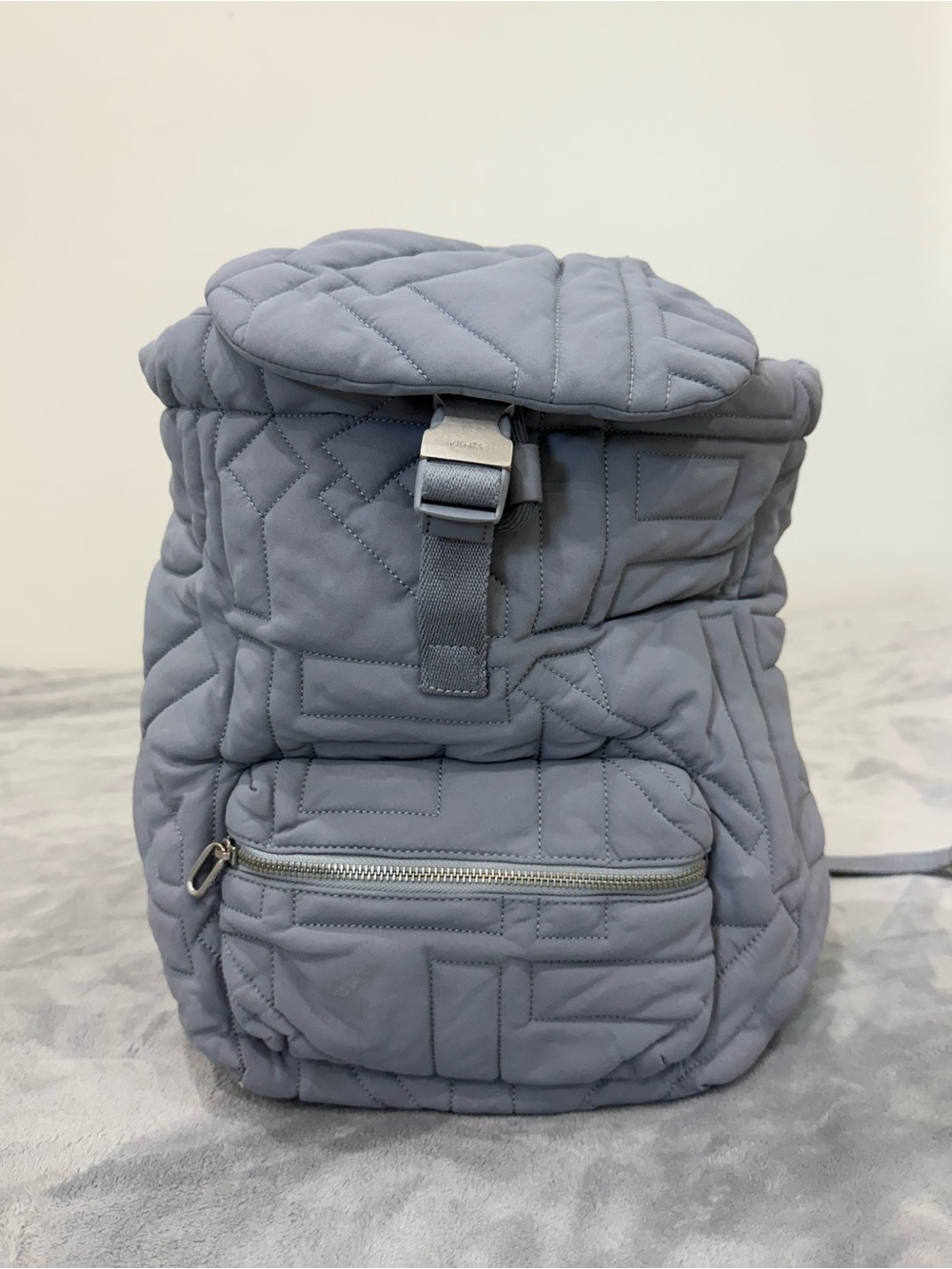 Kenzo Quilted Light Gray Backpack